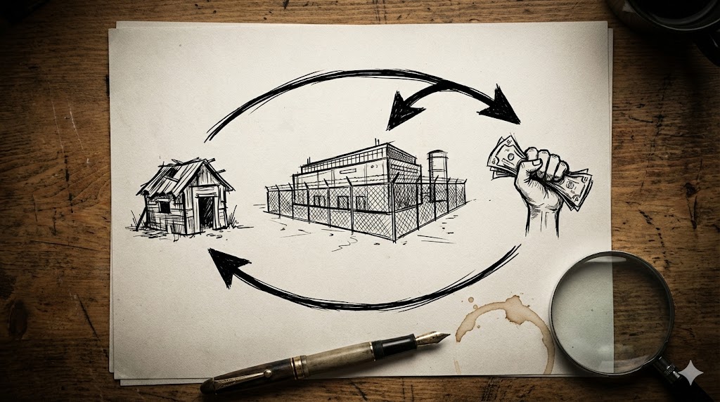 Hand-drawn diagram of the exploitation cycle